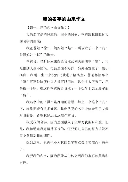 我的名字的由来作文