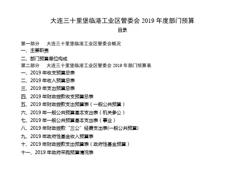 大连三十里堡临港工业区管委会2019年度部门预算