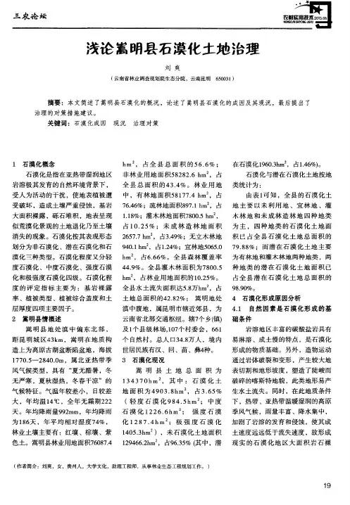 浅论嵩明县石漠化土地治理