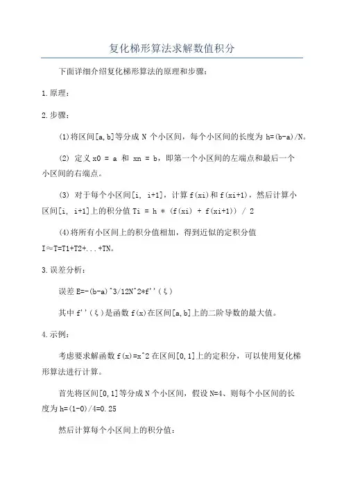 复化梯形算法求解数值积分