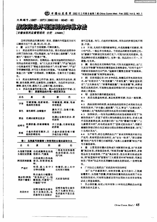 假劣药品外观鉴别的简易方法