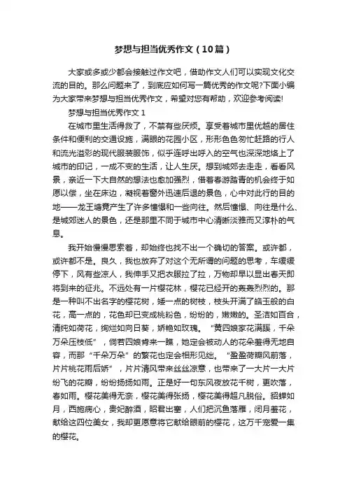 梦想与担当优秀作文（10篇）