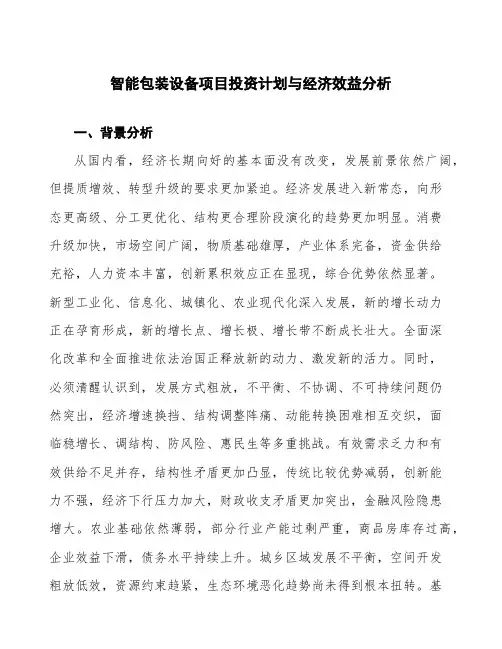 智能包装设备项目投资计划与经济效益分析