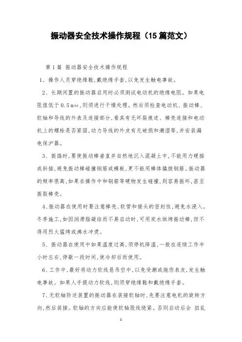 振动器安全技术操作规程(15篇范文)