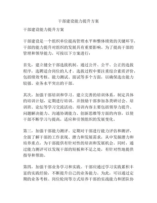 干部建设能力提升方案