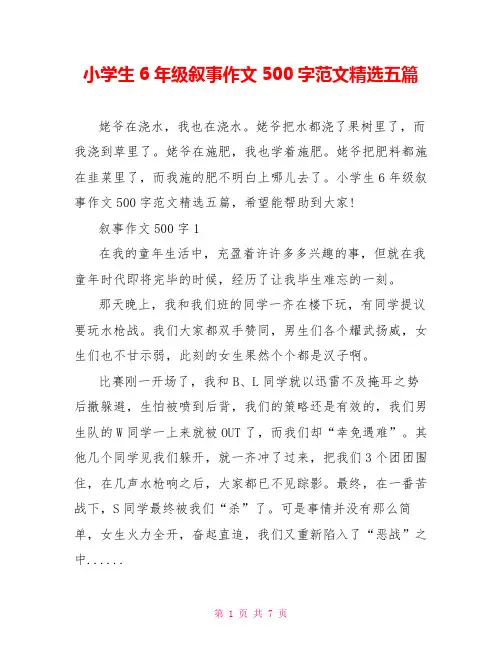 小学生6年级叙事作文500字范文精选五篇