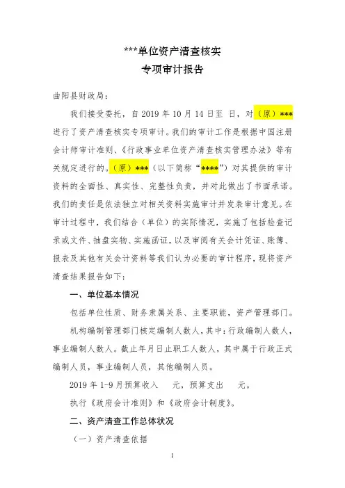 资产清查核实专项审计报告