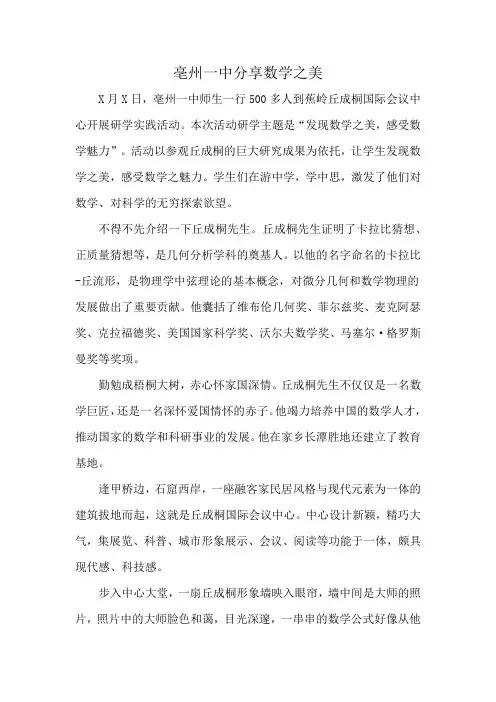 亳州一中分享数学之美