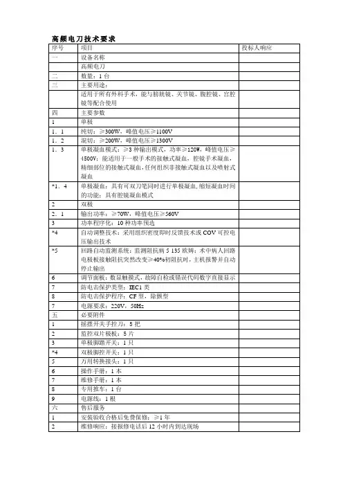 高频电刀技术要求