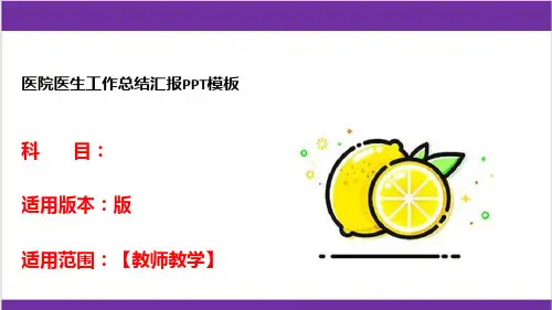 医院医生工作总结汇报PPT模板