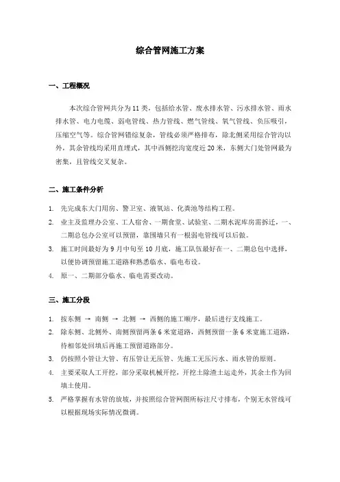 综合管网施工方案