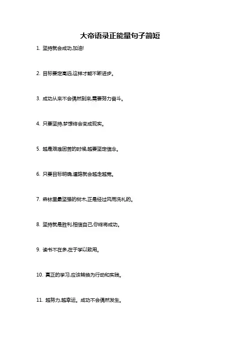 大帝语录正能量句子简短