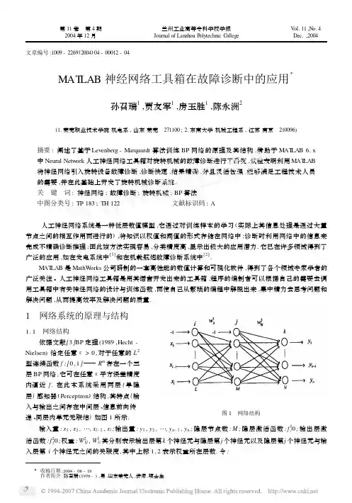 MATLAB神经网络工具箱在故障诊断中的应用