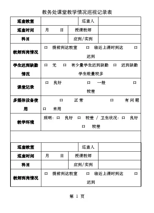 课堂教学情况巡视记录表
