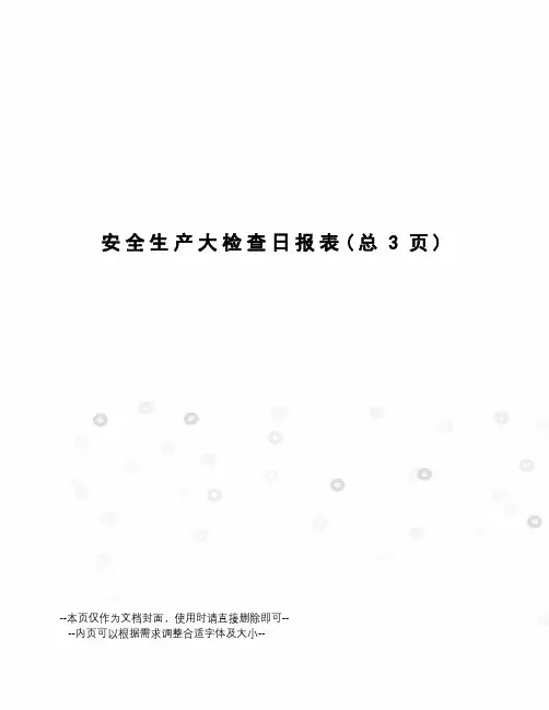 安全生产大检查日报表