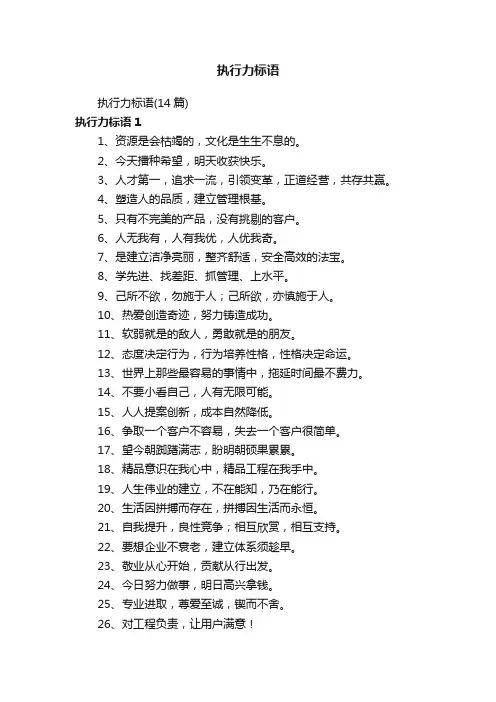 执行力标语（14篇）