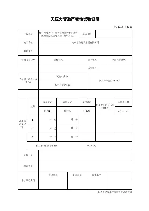 无压力管道严密性试验记录(1)