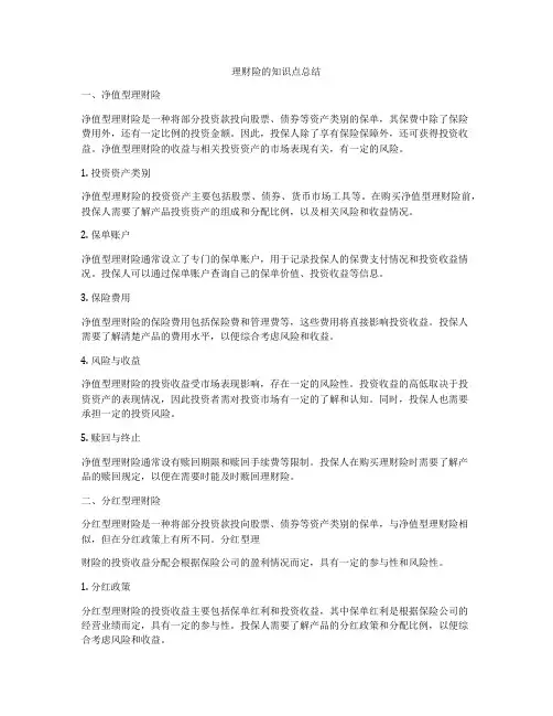 理财险的知识点总结