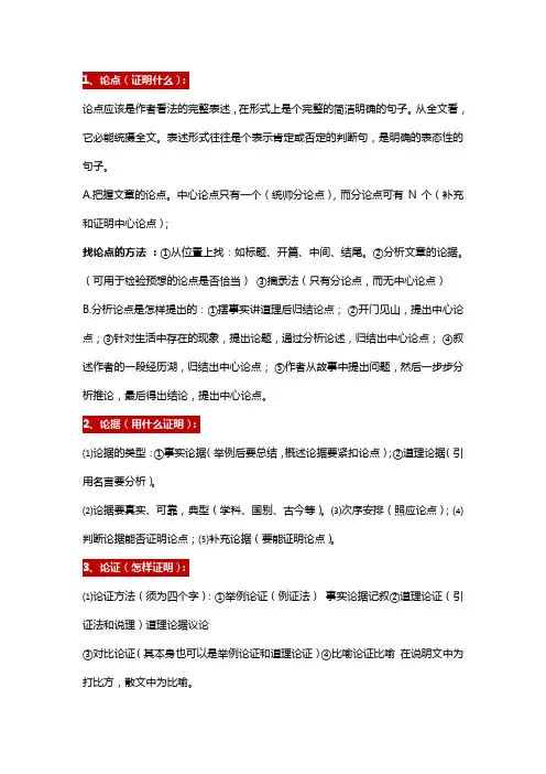 议论文阅读常考知识点+答题模板