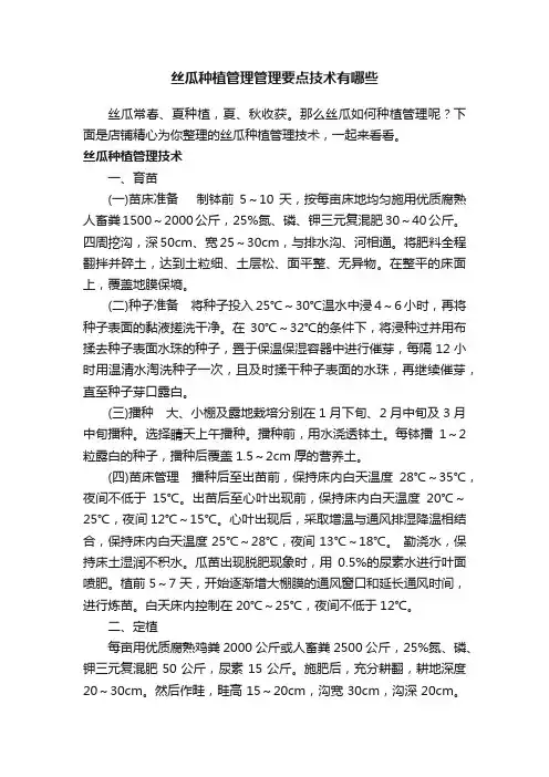 丝瓜种植管理管理要点技术有哪些