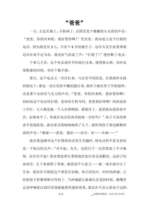 “爸爸”_小说作文