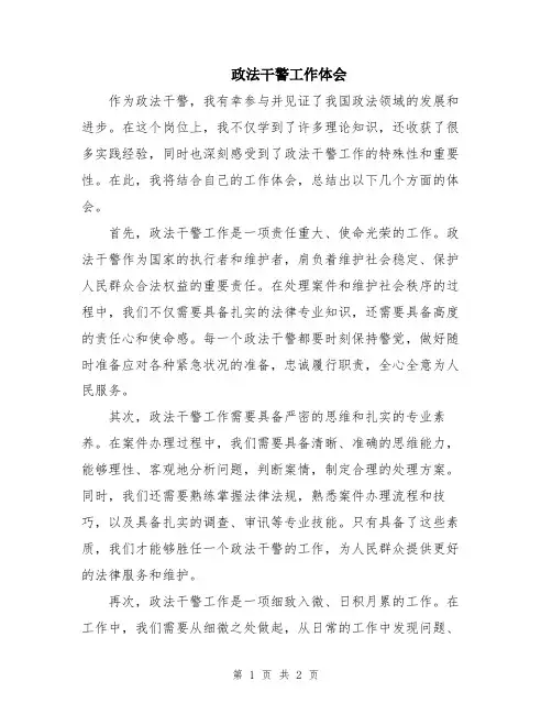 政法干警工作体会