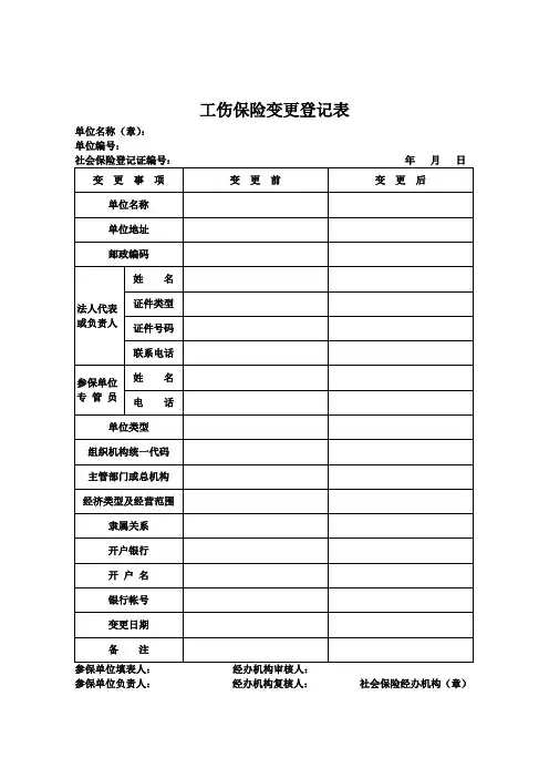 7《工伤保险变更登记表》