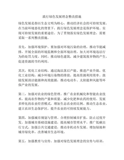 践行绿色发展理念整改措施