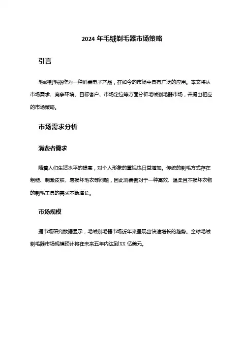 2024年毛绒剃毛器市场策略