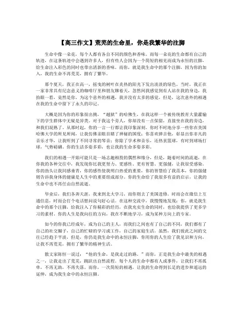 【高三作文】荒芜的生命里,你是我繁华的注脚