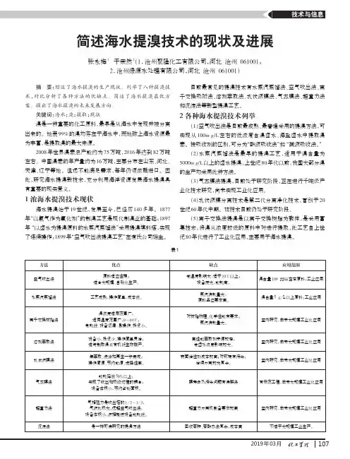 简述海水提溴技术的现状及进展