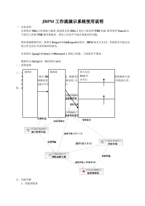 JBPM工作流演示系统使用说明
