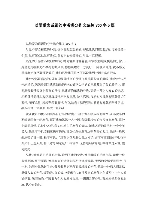 以母爱为话题的中考满分作文范例800字5篇