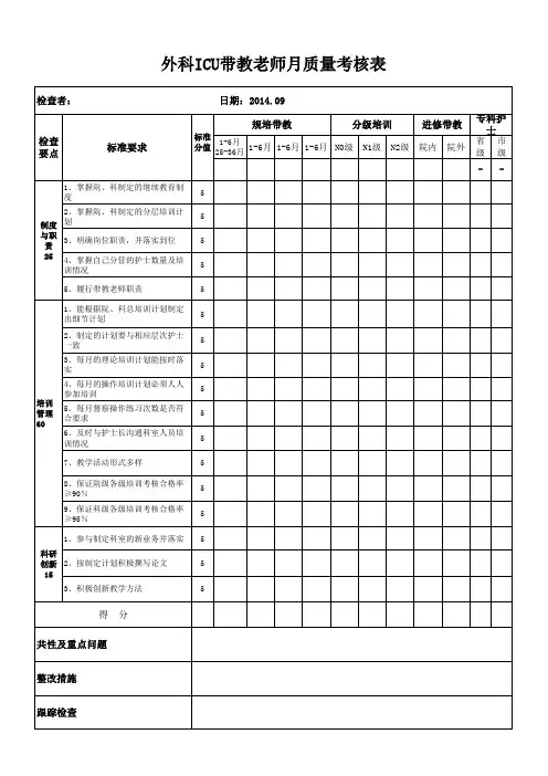 带教老师评价表
