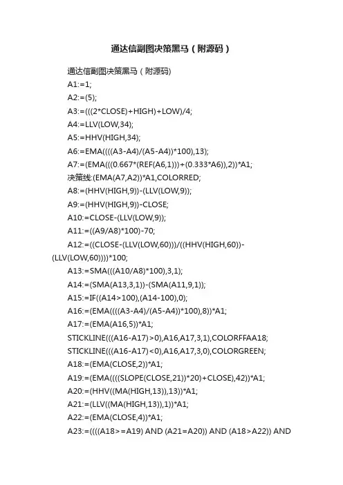 通达信副图决策黑马（附源码）