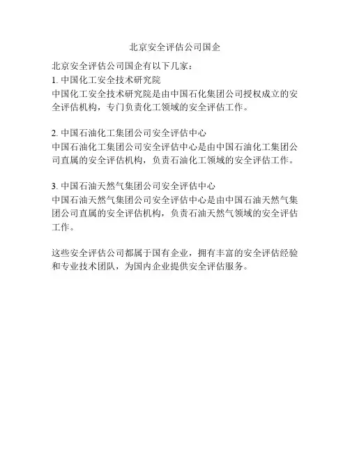 北京安全评估公司国企