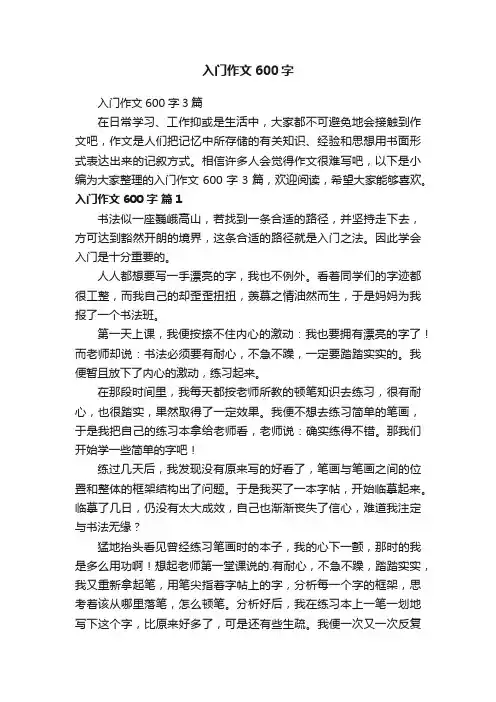 入门作文600字3篇