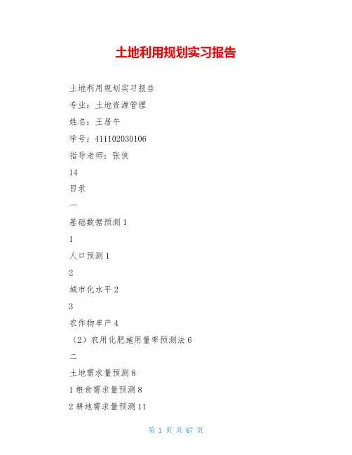 土地利用规划实习报告