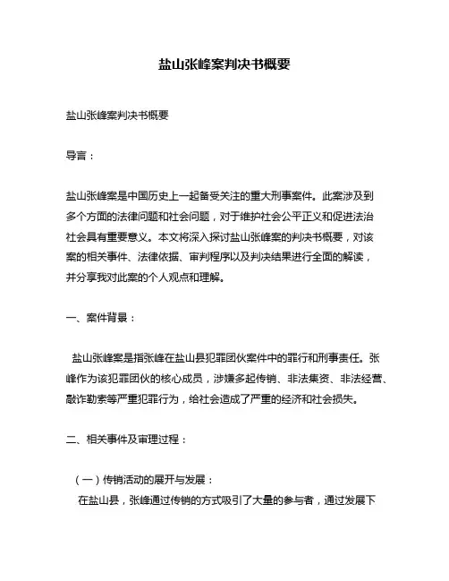 盐山张峰案判决书概要