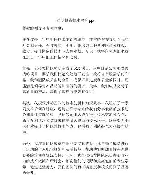 述职报告技术主管ppt