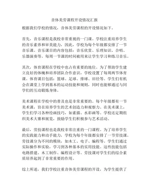 音体美劳课程开设情况汇报