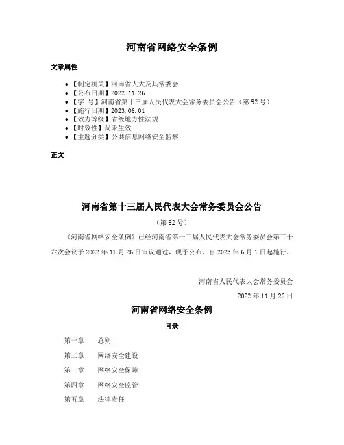 河南省网络安全条例