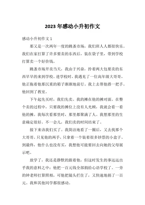2023年感动小升初作文