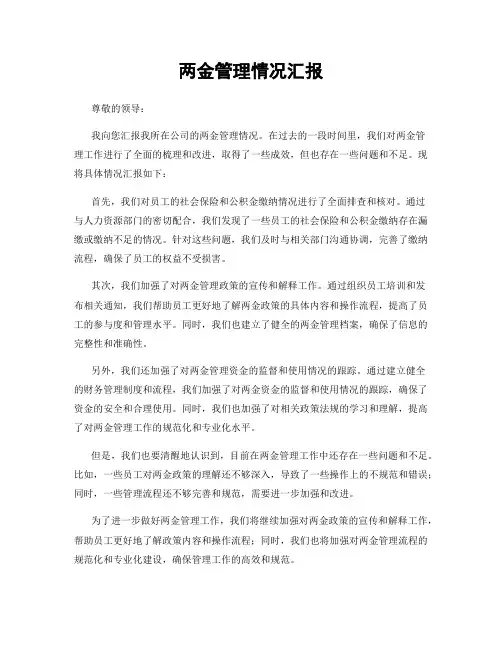 两金管理情况汇报