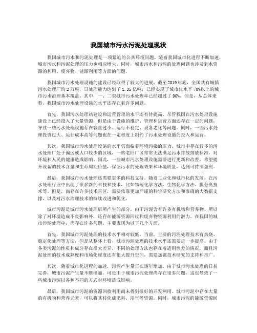 我国城市污水污泥处理现状