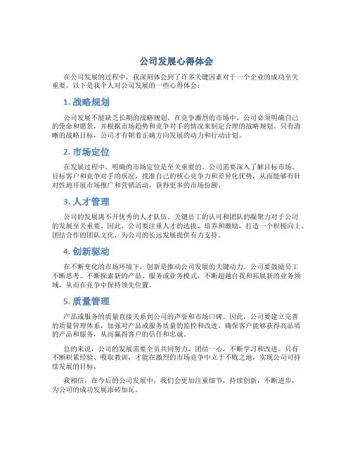 公司发展心得体会