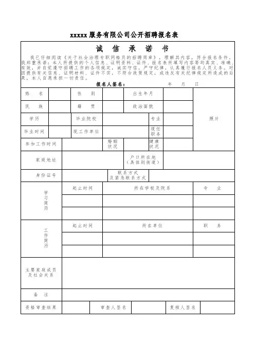 公开招聘报名表范本