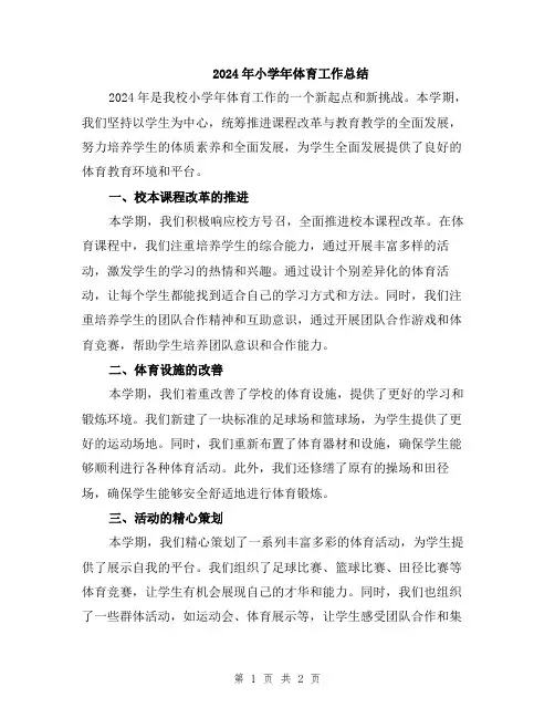 2024年小学年体育工作总结 (2)