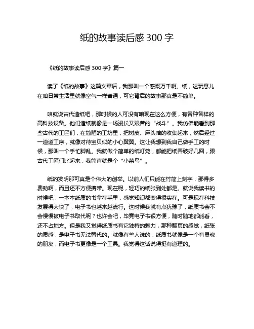 纸的故事读后感300字