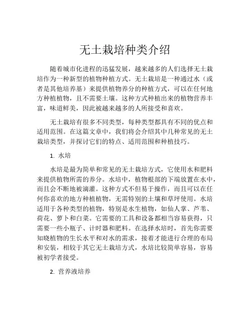 无土栽培种类介绍